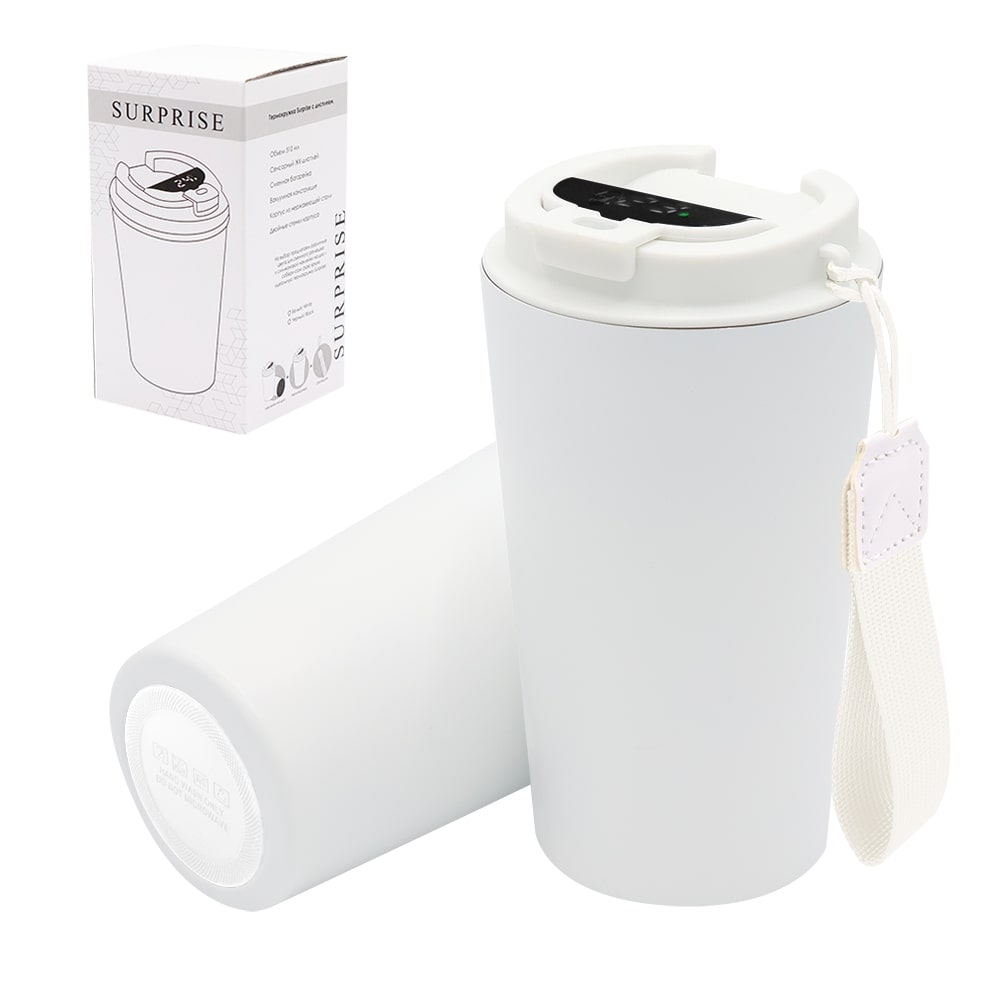 Термокружка Surprise To Go с индикатором, Белый-0