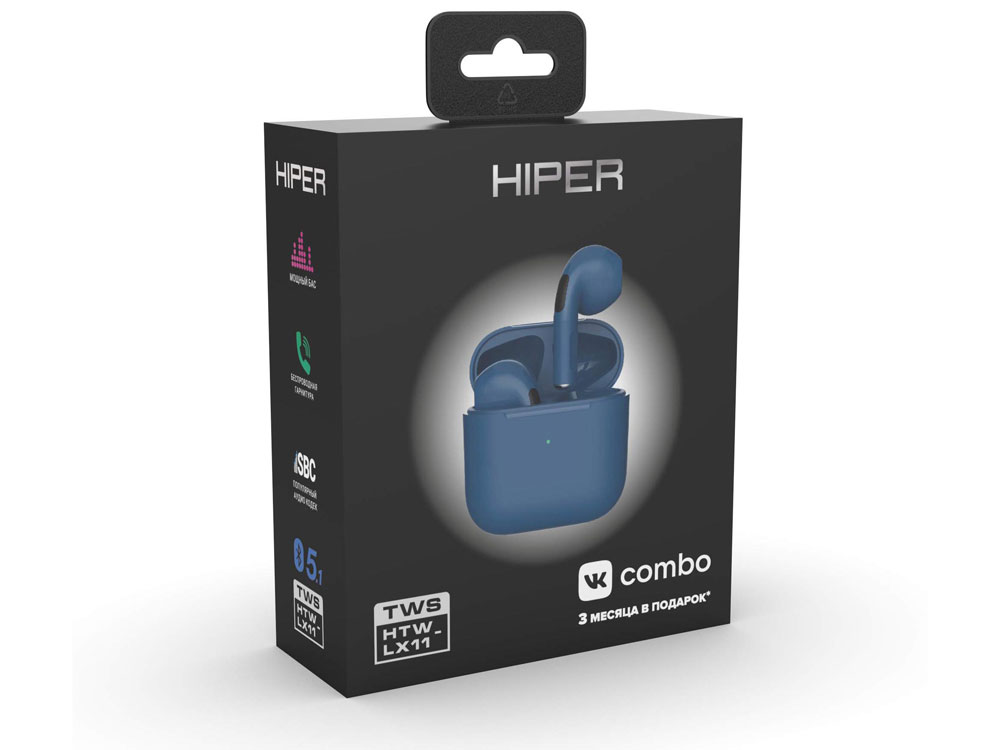 Беспроводные наушники HIPER TWS Lazo X11 Blue (HTW-LX11) Bluetooth 5.3 гарнитура, Синий-1