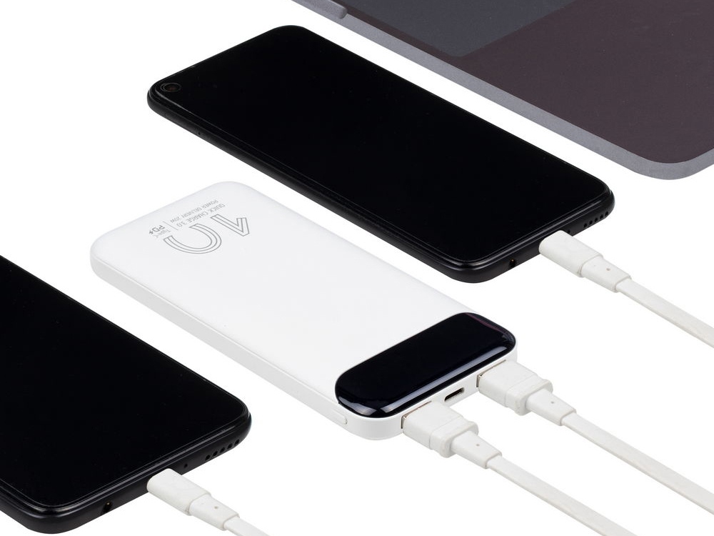 RIVACASE VA2540 (10 000mAh), QC/PD 20W внешний аккумулятор с дисплеем, белый 12/48-13