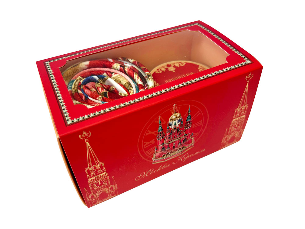 Набор: платок Кремль – Москва и свеча Бархатный пион-2