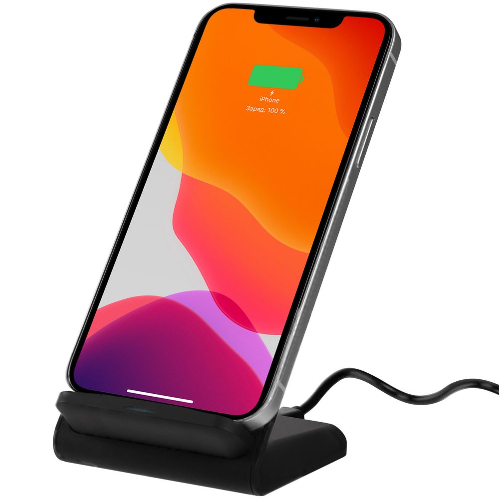Беспроводное зарядное устройство с быстрой зарядкой Overtop, черное-1
