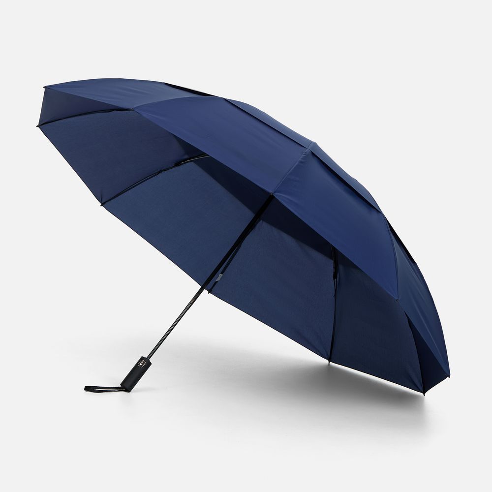 Зонт обратного сложения twoGether с двойным куполом, темно-синий-1