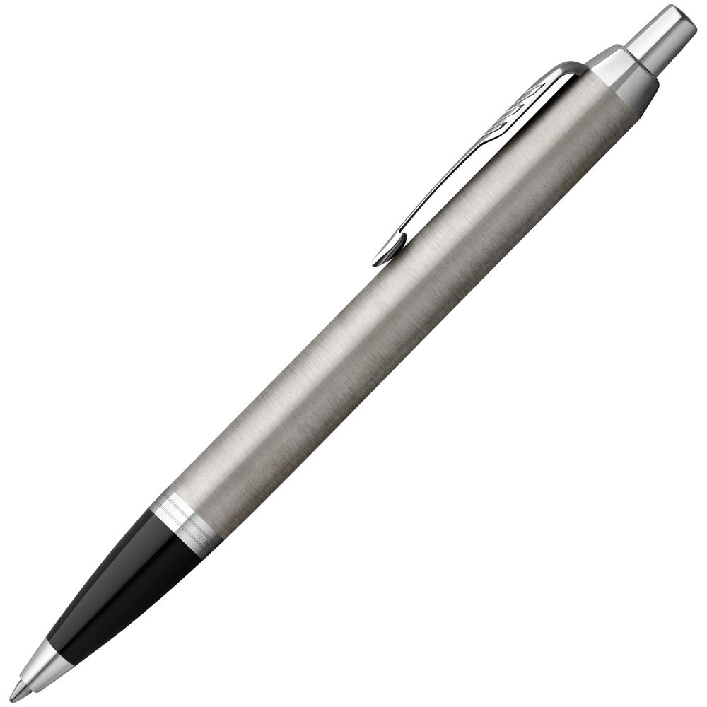 Ручка шариковая Parker IM Essential Stainless Steel CT, серебристая с черным-0