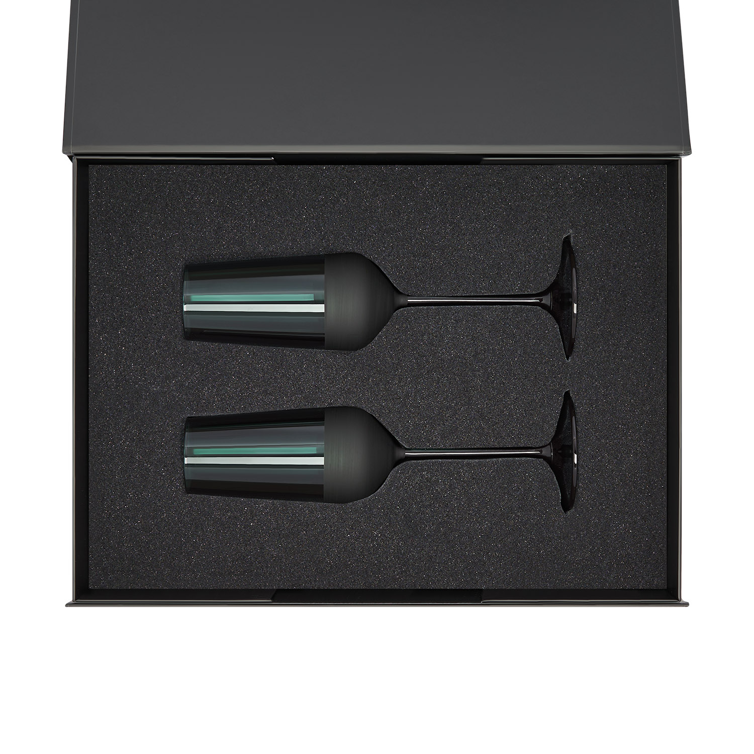 Подарочный набор 2 бокала для шампанского Эмеральд (Emerald) в черной коробке-1