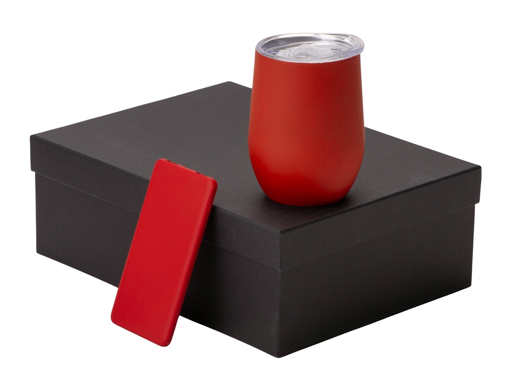 Подарочный набор с термокружкой и повербанком С1, 5000 mAh, красный-0