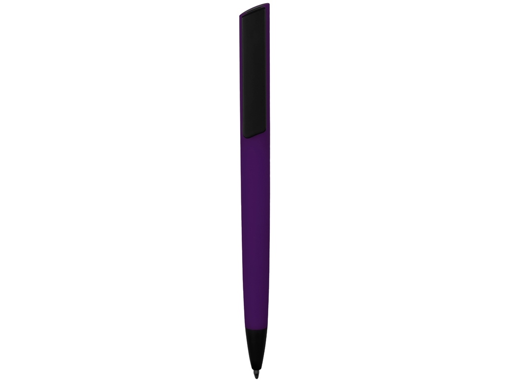 Ручка пластиковая soft-touch шариковая Taper, фиолетовый/черный-1