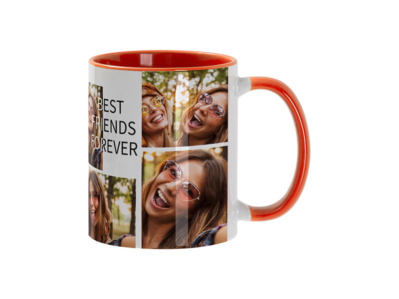 Кружка для сублимации, 330 мл, d=82 мм, стандарт А, белая, оранжевая внутри, оранжевая ручка, белый, оранжевый-2