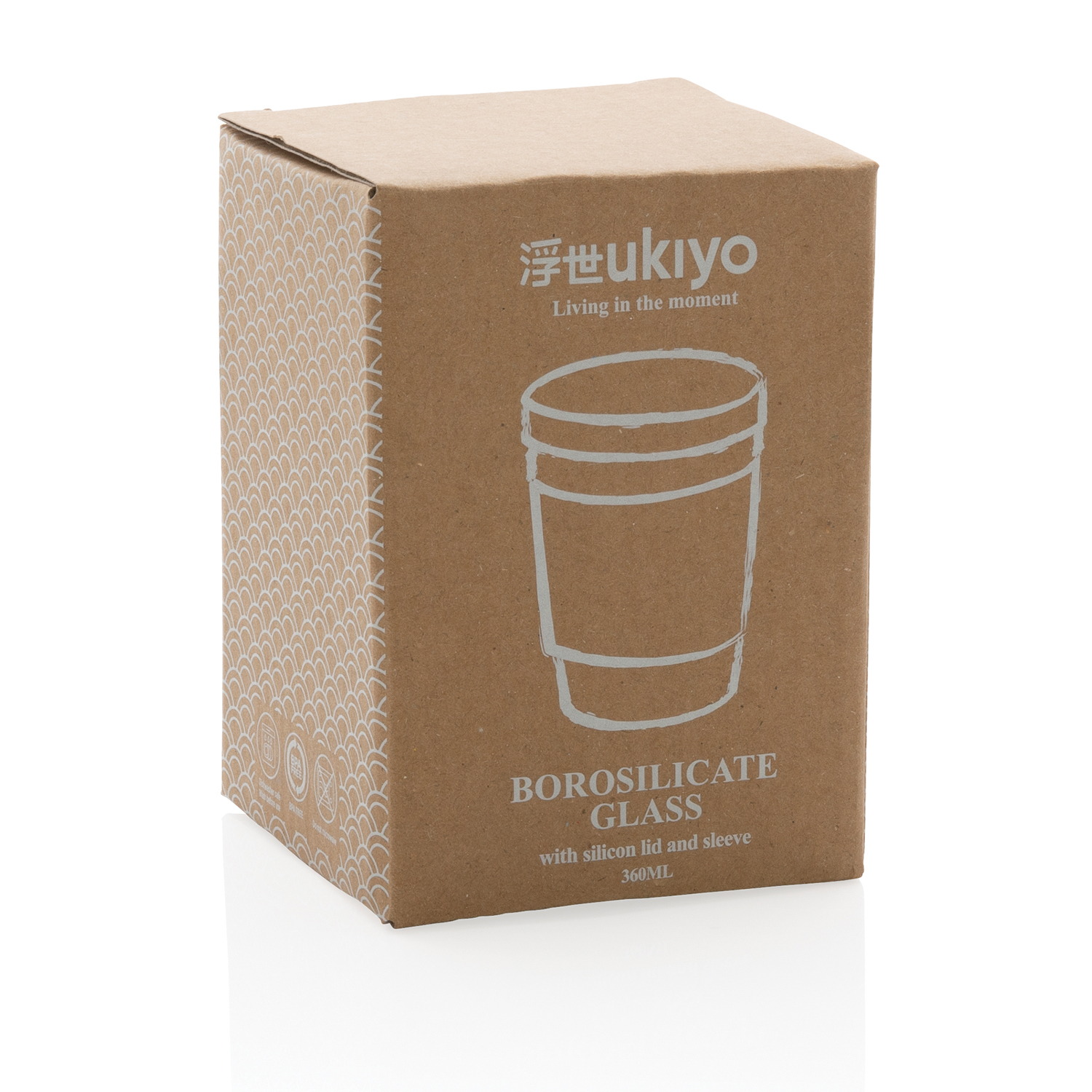 Стакан из боросиликатного стекла Ukiyo с силиконовой крышкой и держателем-8