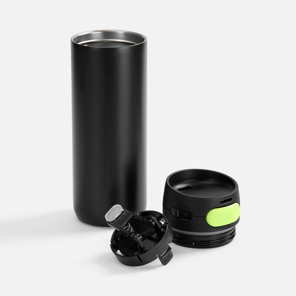 Термостакан X1 с цветной кнопкой, черный с желтым-1