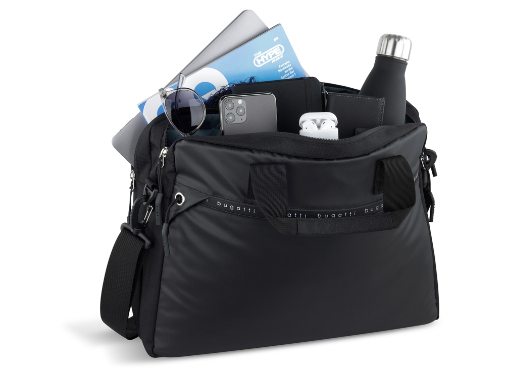 Портфель мужской BUGATTI Blanc Delight, чёрный, нейлон RPET600D/тарпаулин/полиэстер, 40х10х29 см-4