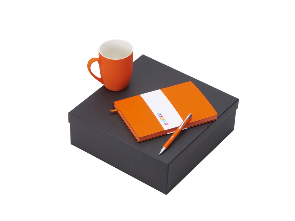 Подарочный набор с блокнотом С1, металлической ручкой и кружкой, оранжевый-0