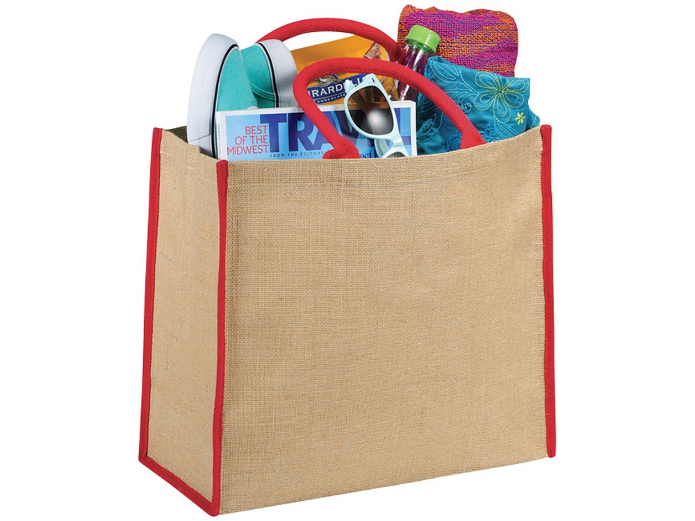 Сумка для покупок, натуральный/красный-2