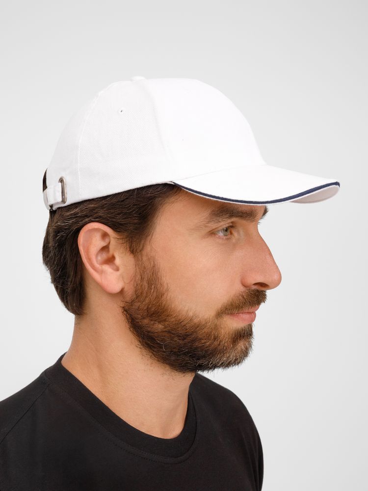 Бейсболка Buffalo, белая с темно-синим-3