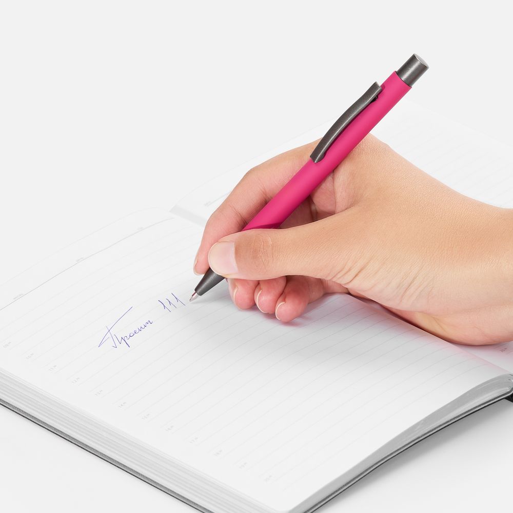 Ручка шариковая Atento Soft Touch, розовая-2