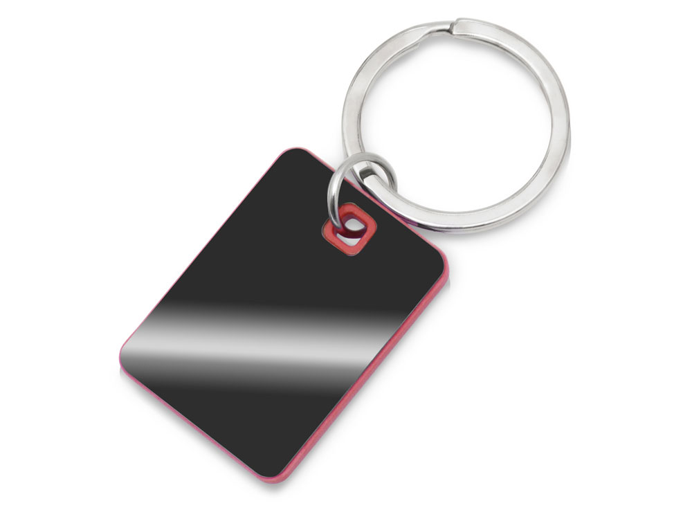 Металлический брелок с пластиковой цветной вставкой SteelPop Rct, серебристый с красным-0