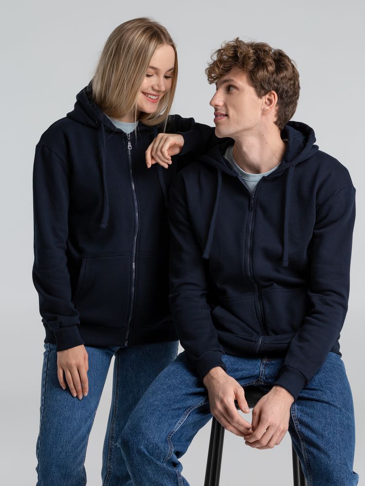 Толстовка на молнии с капюшоном Siverga Heavy 2.0, темно-синяя-9