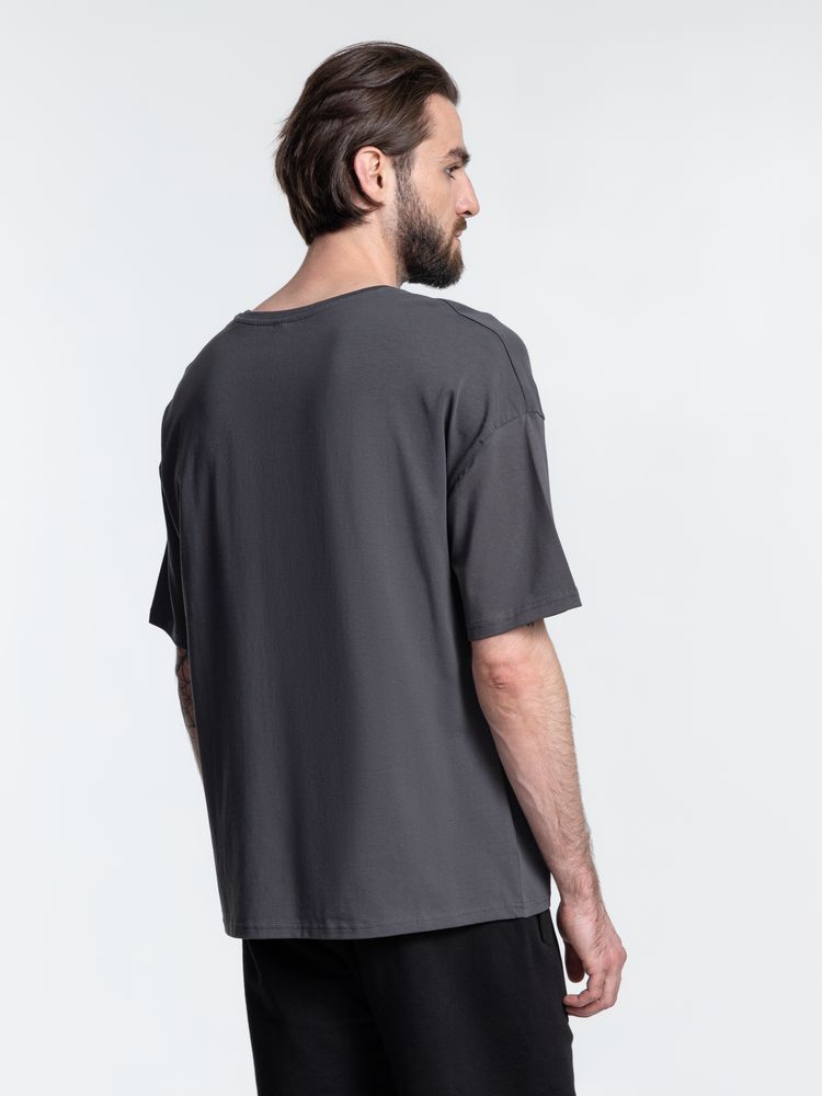 Футболка унисекс оверсайз Crosstown, темно-серая-4