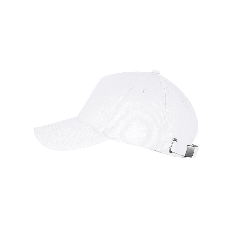 Бейсболка LONG BEACH, 5 клиньев, металлическая застежка, белый-0