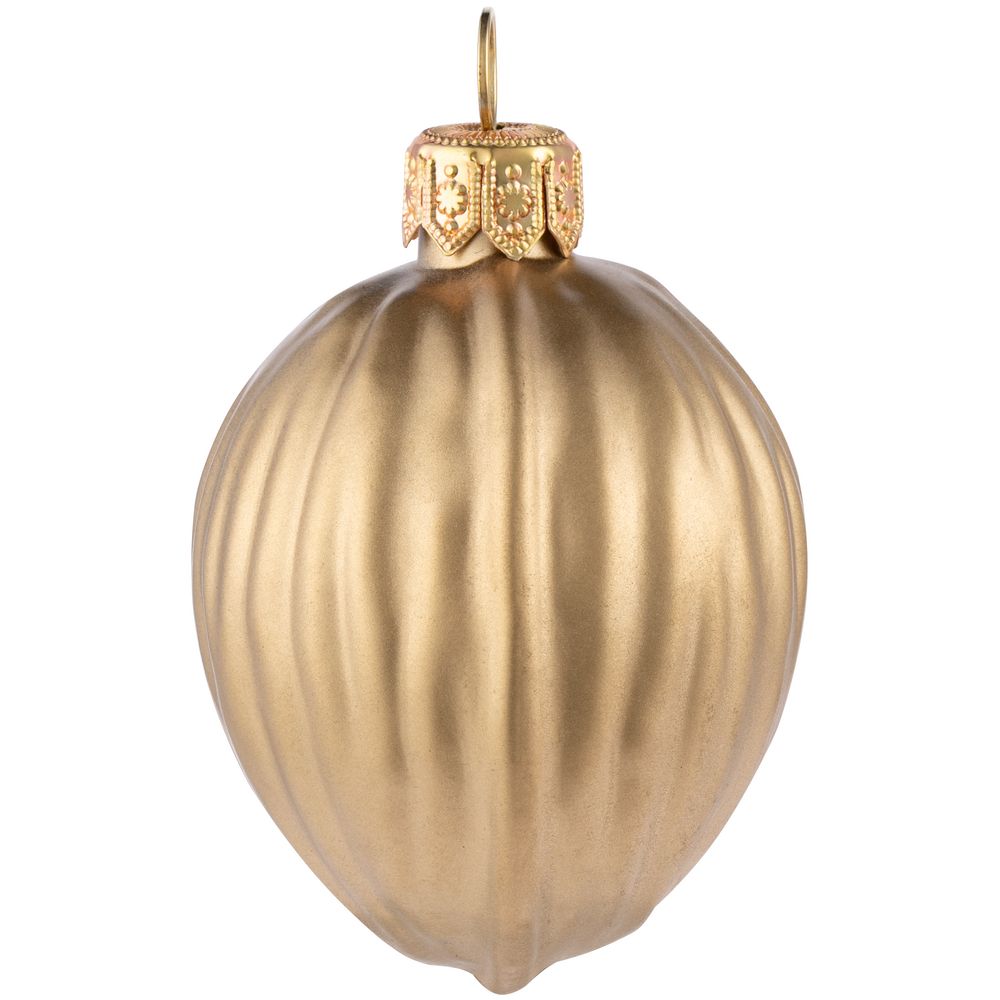 Елочная игрушка «Грецкий орех», матовое золото-1