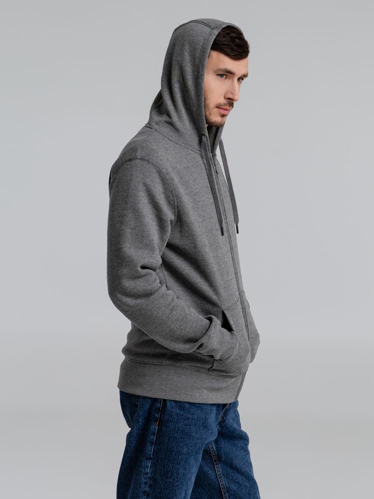 Толстовка на молнии с капюшоном унисекс King, темно-серый меланж-5