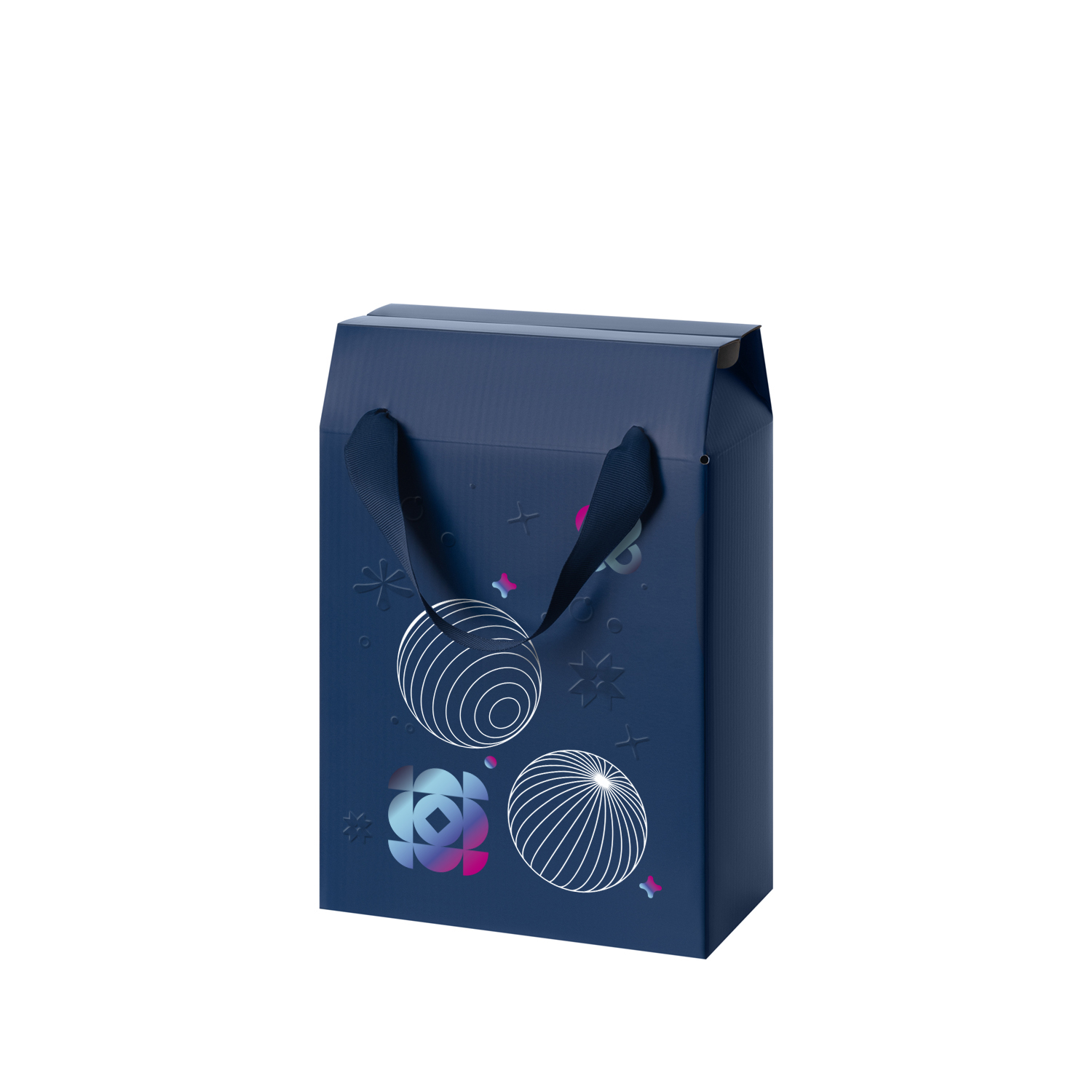 Подарочная коробка-пакет универсальная малая, синяя-6