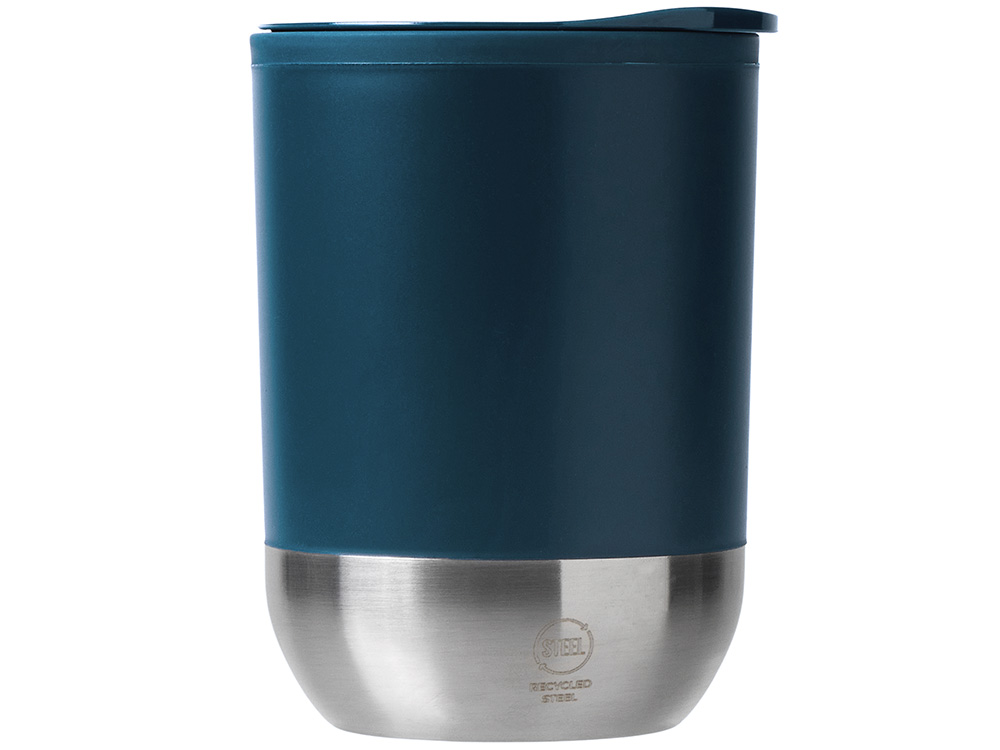 Термокружка LINDE с двойными стенками из переработанного полипропилена, синий нэйви-2