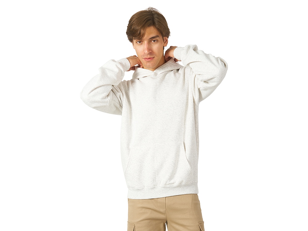 Толстовка с капюшоном оверсайз Berlin унисекс, белый меланж-3