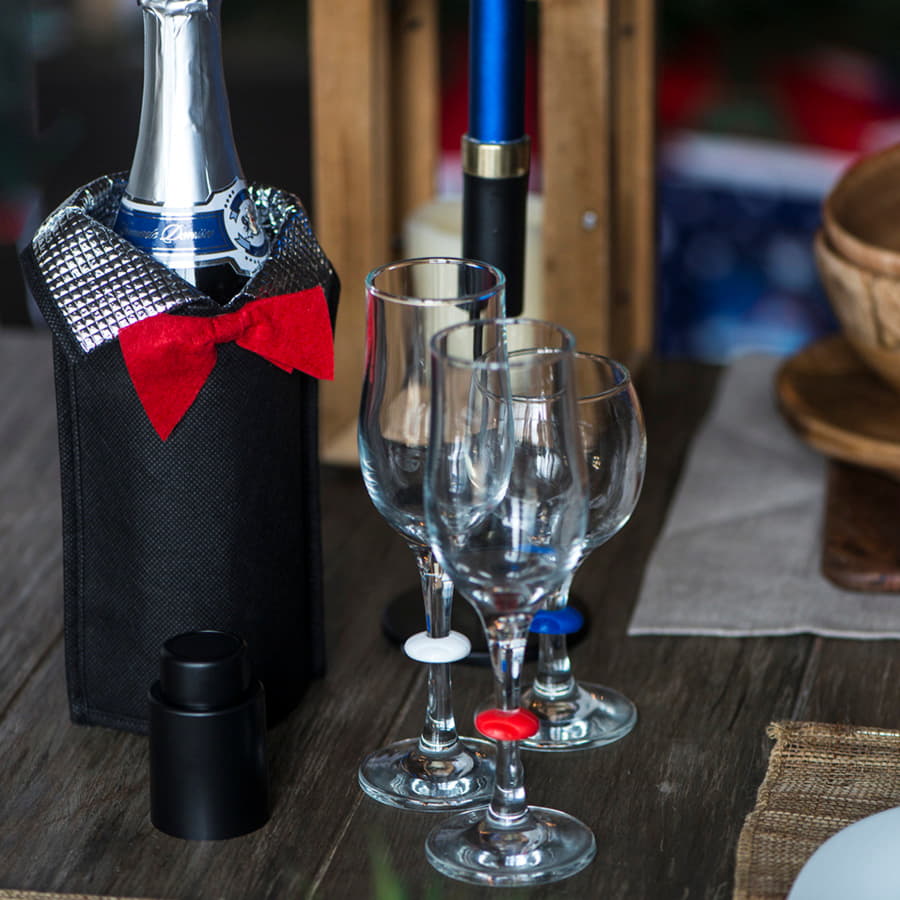 Термочехол на бутылку   "Фрак", красный, черный-3