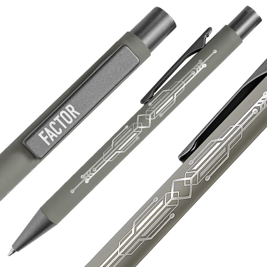Ручка шариковая FACTOR, серый, темно-серый-1