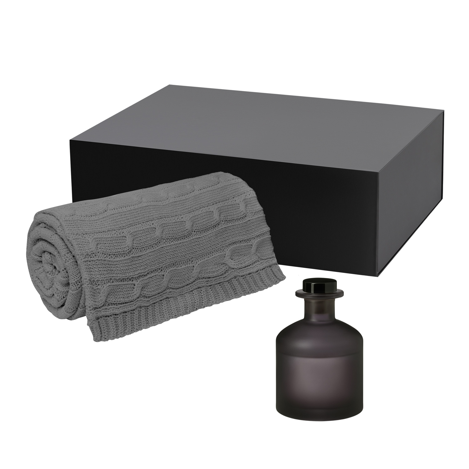 Подарочный набор Мизу (Mizu), Фадо (Fado), серый (диффузор, плед)-0