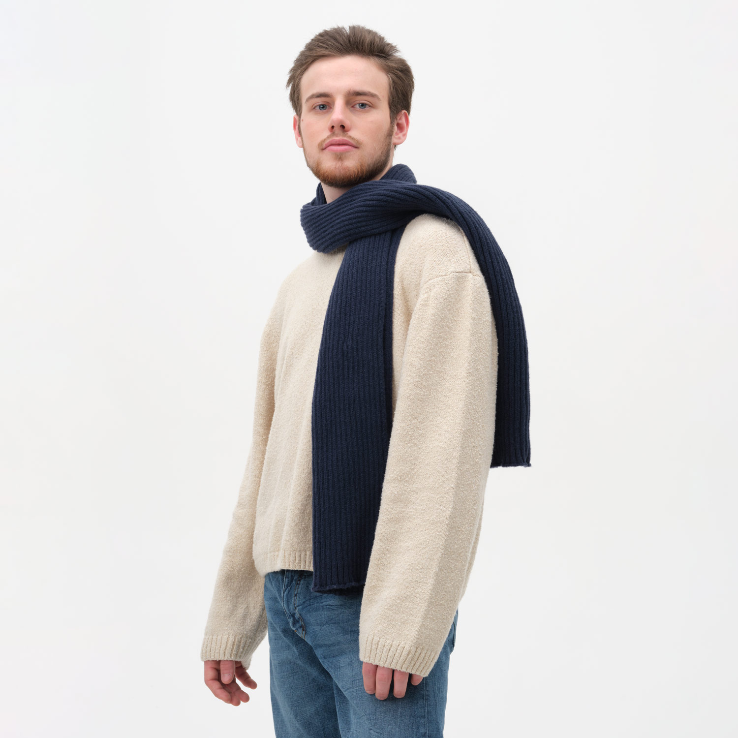 Шарф Forges вязаный, синий-0