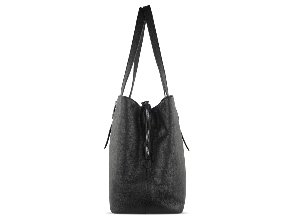 Сумка женская BUGATTI Bella, чёрная, воловья кожа/полиэстер, 33х14х25 см-2