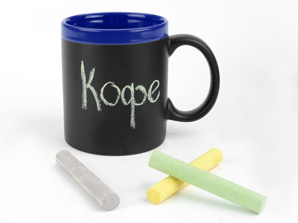 Кружка с покрытием для рисования мелом Да Винчи, черный/синий-1