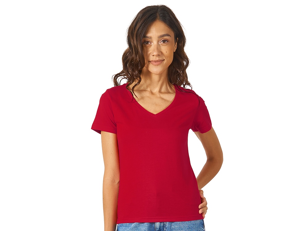 Футболка Heavy Super Club женская с V-образным вырезом, красный-0