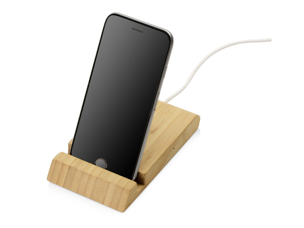 Беспроводное зарядное устройство из бамбука Jetty, 10 Вт, натуральный-3