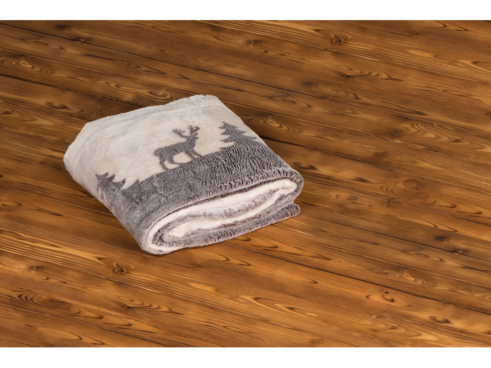 Плед из флиса Новогодний светящийся, бежевый-2