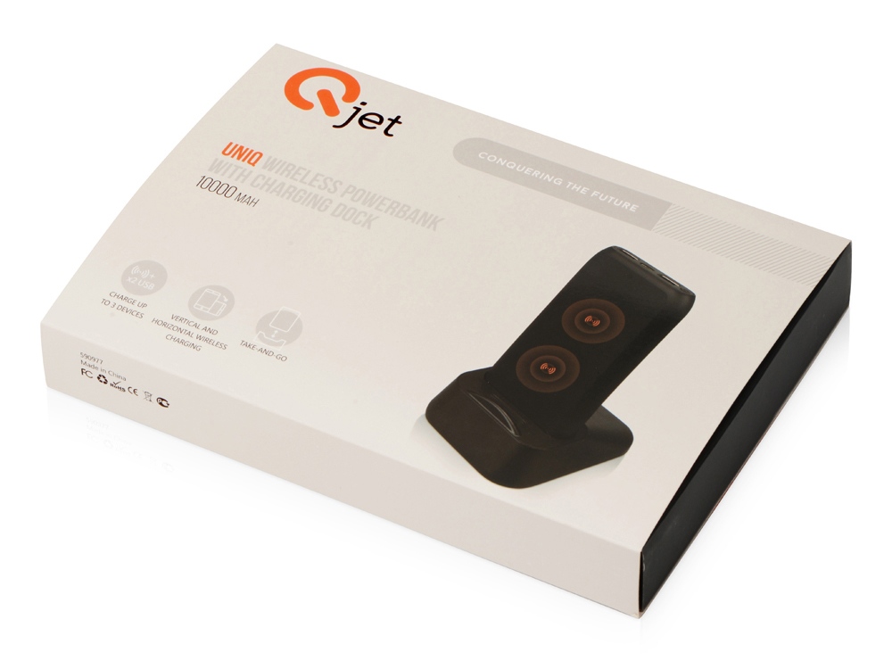 Портативное беспроводное зарядное устройство с док-станцией Uniq, 10000 mah, черный-22