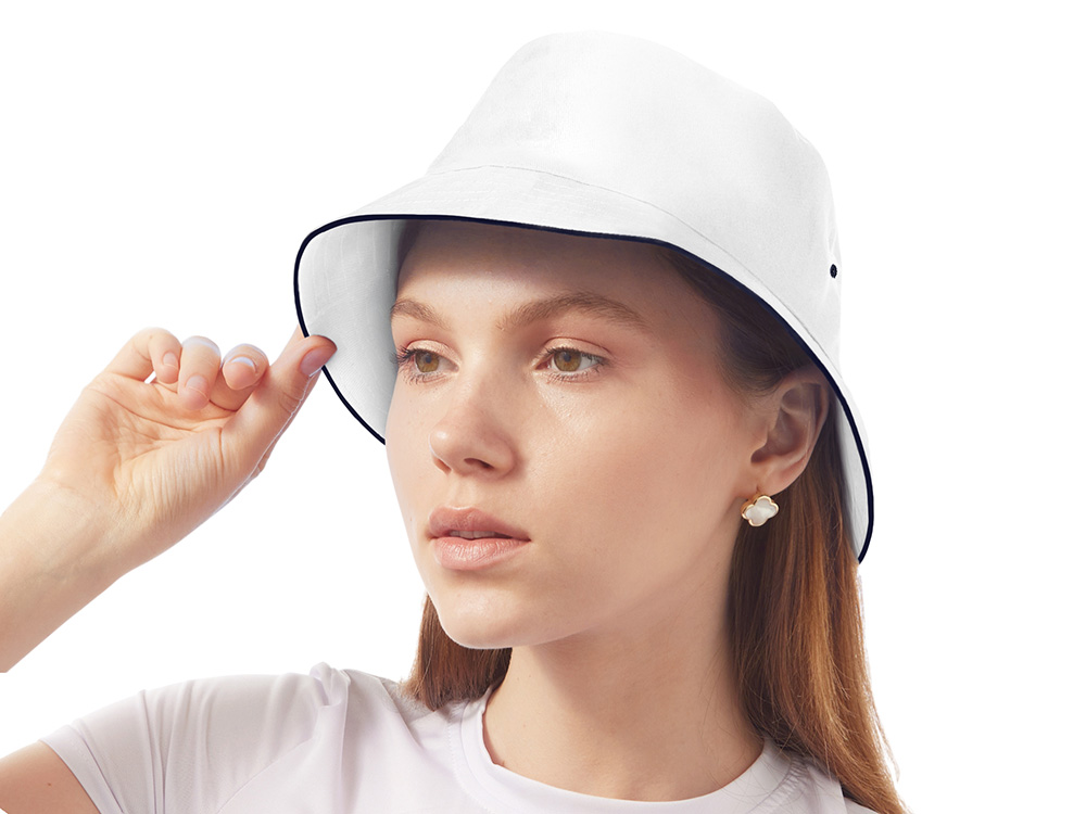 Панама с контрастной окантовкой , белый/темно-синий-2