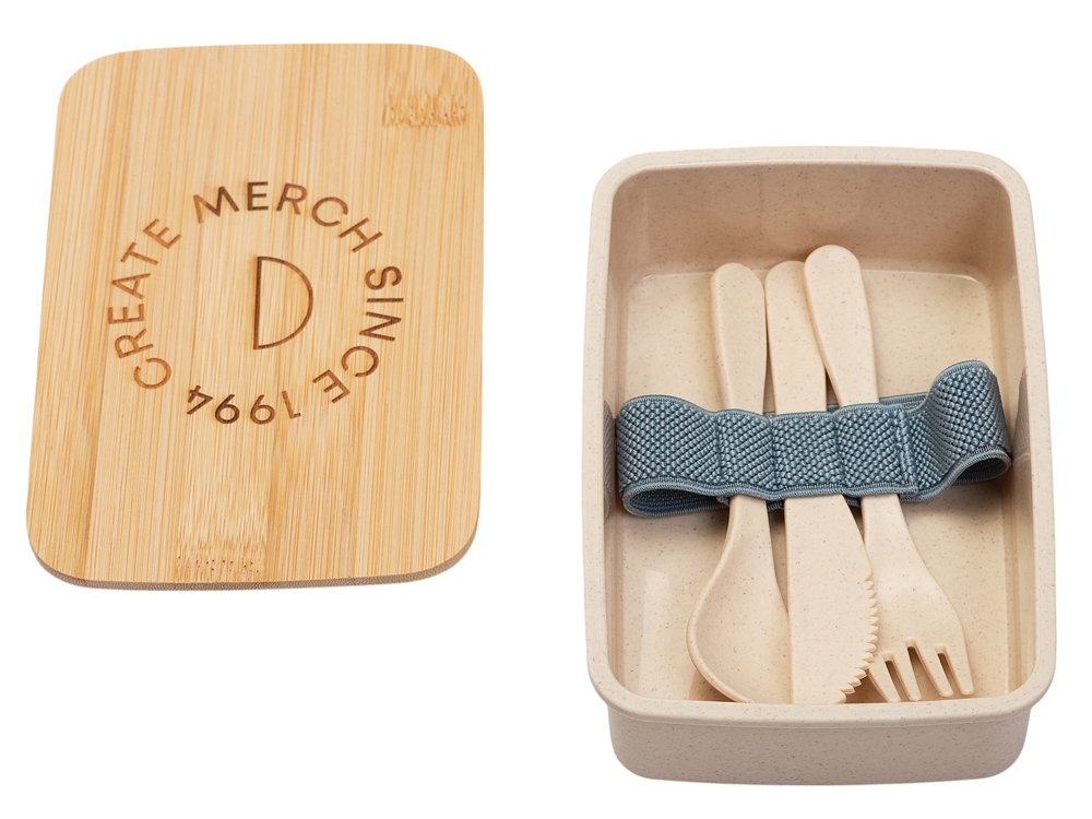 Ланчбокс Lunch с крышкой, бежевый (гравировка)-1