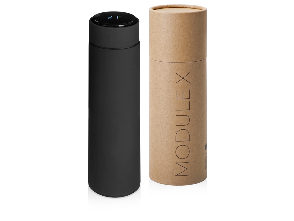 Вакуумный термос Module X с индикатором температуры, 500 мл, тубус, черный-0