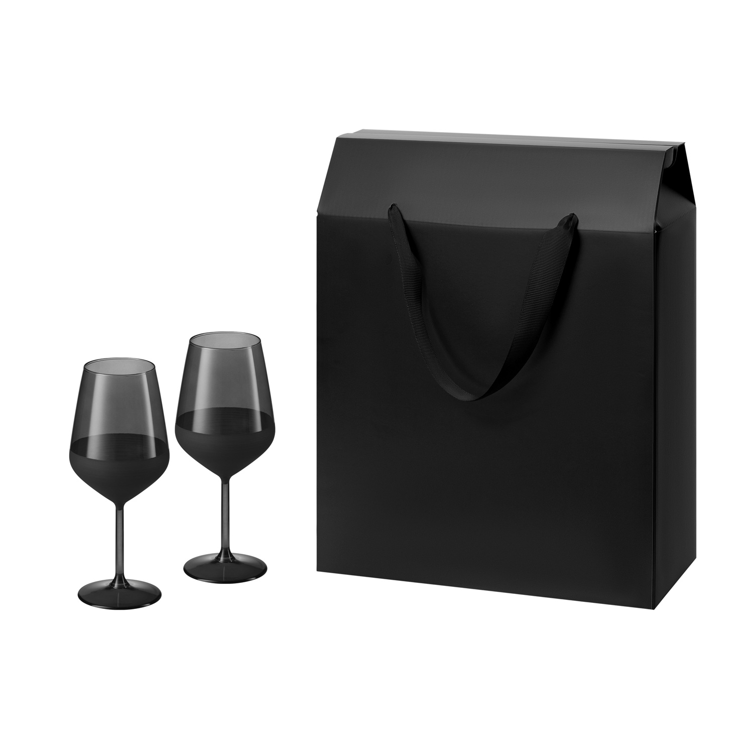 Подарочный набор 2 бокала для вина Black Edition в большом подарочном пакете-0