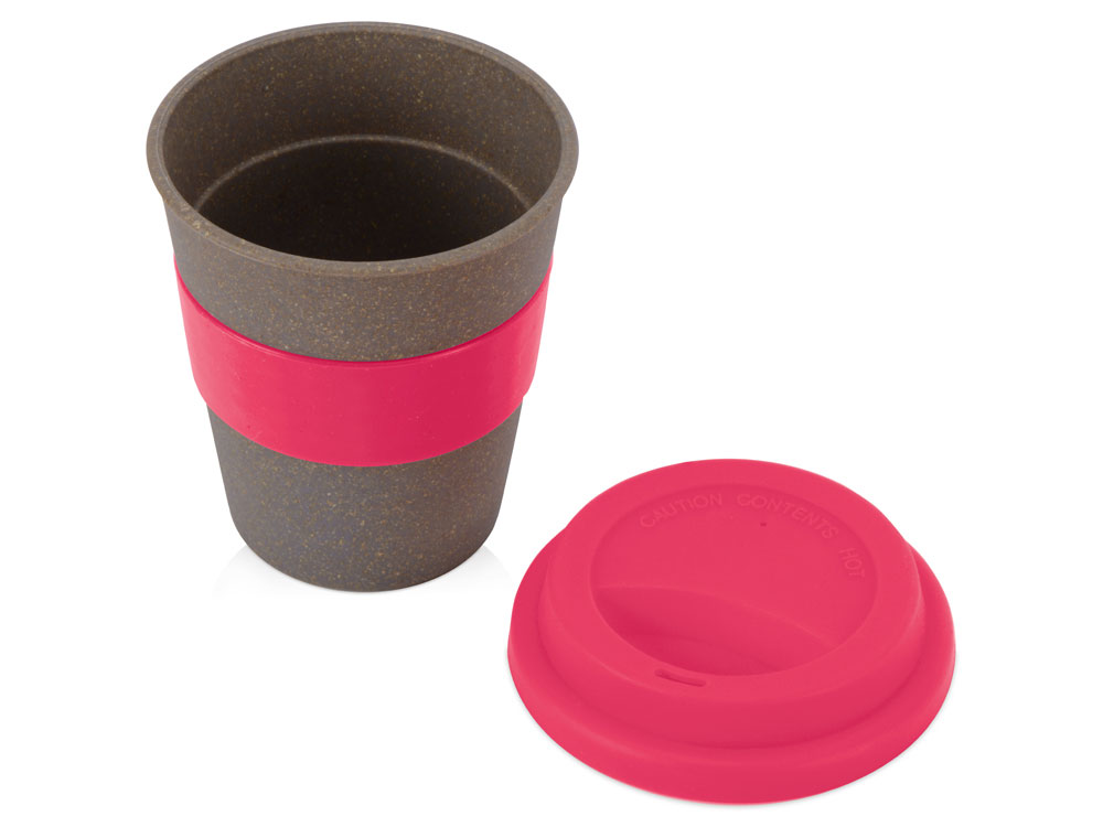 Стакан с силиконовой крышкой Cafe, розовый-1