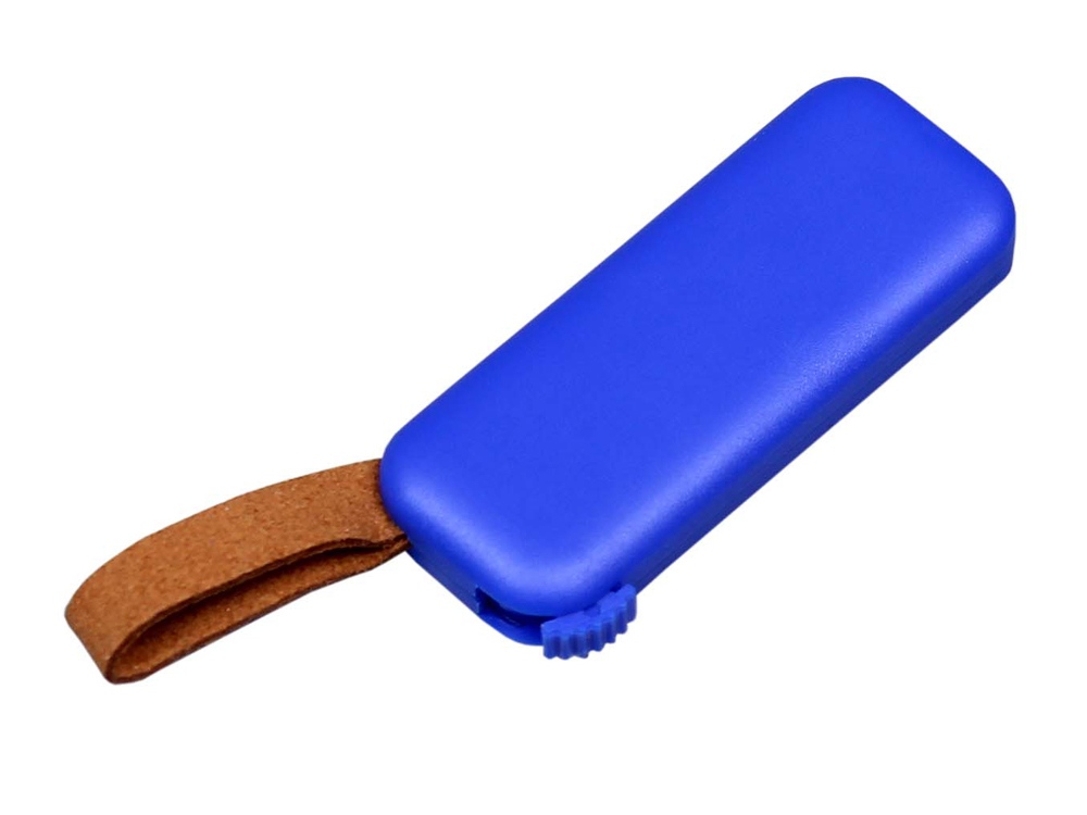 USB-флешка промо на 128 Гб прямоугольной формы, выдвижной механизм, синий-1