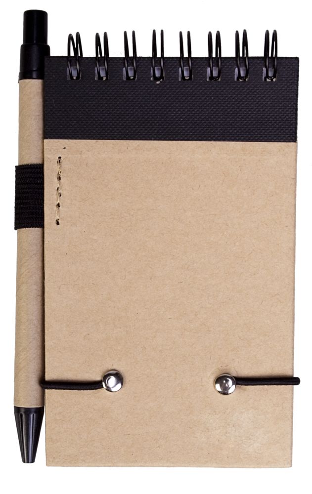 Блокнот на кольцах Eco Note с ручкой, черный-2