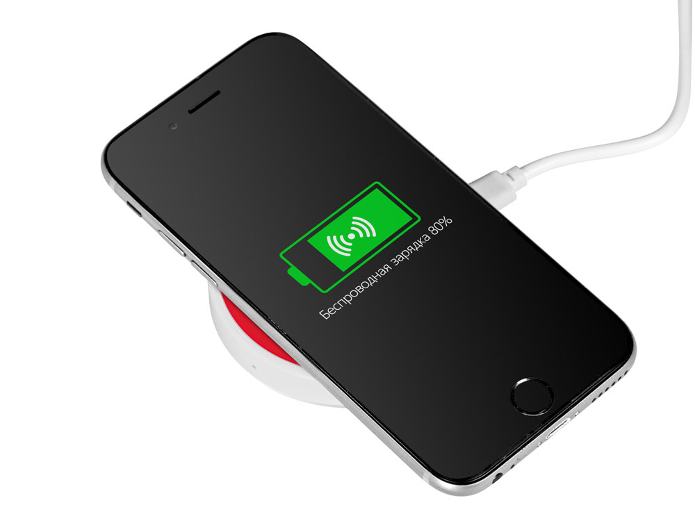 Беспроводное зарядное устройство Dot, 5 Вт, белый/красный-1