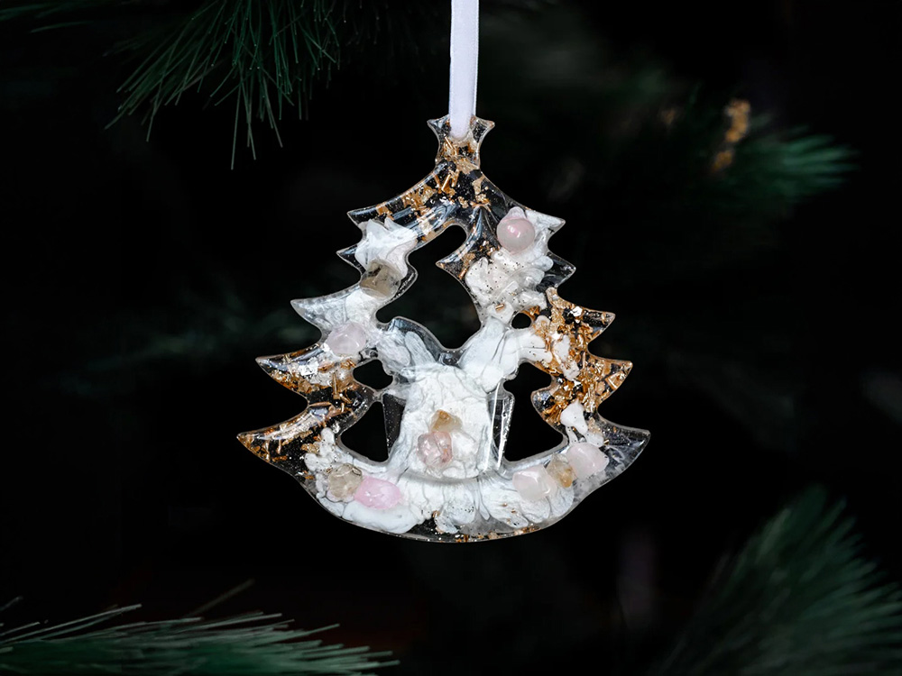 Елочные игрушки ( Снегирь+ Олень+ Ель) Розовый кварц-8