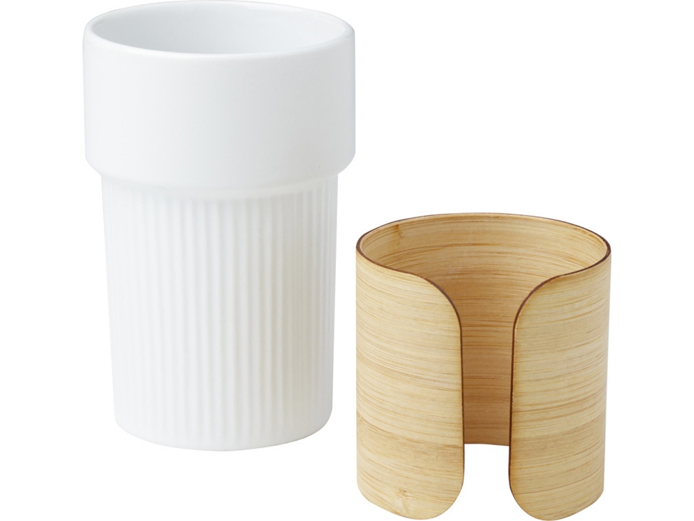 Fika стакан 340 мл с бамбуковым чехлом - Белый-2