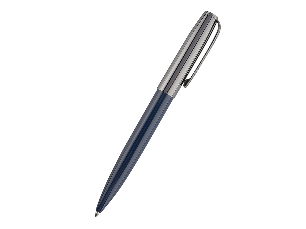 Ручка металлическая шариковая Napoli, синий/вороненая сталь-0