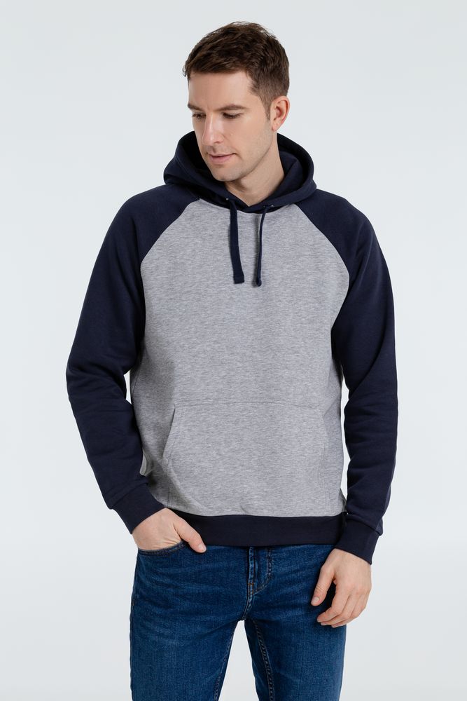 Толстовка унисекс Seattle, серый меланж с темно-синим-2