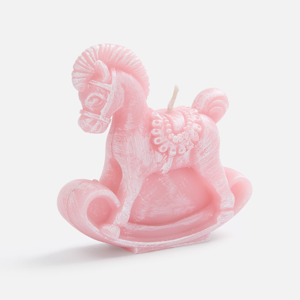 Свеча фигурная «Лошадка-качалка», розовая-0